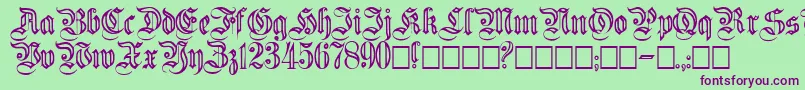 Flutedgermanica-Schriftart – Violette Schriften auf grünem Hintergrund