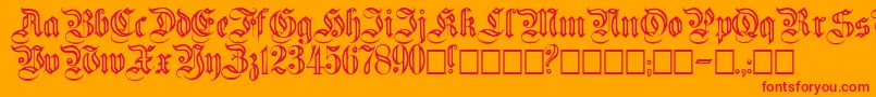 Flutedgermanica-Schriftart – Rote Schriften auf orangefarbenem Hintergrund