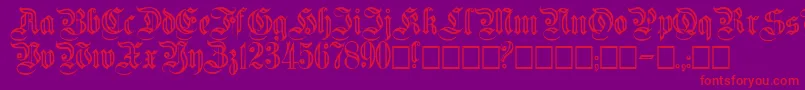 Flutedgermanica-Schriftart – Rote Schriften auf violettem Hintergrund