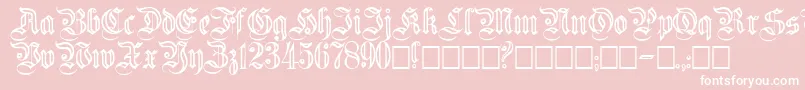 Flutedgermanica-Schriftart – Weiße Schriften auf rosa Hintergrund