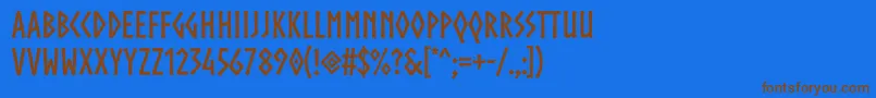 フォントNorsebold – 茶色の文字が青い背景にあります。