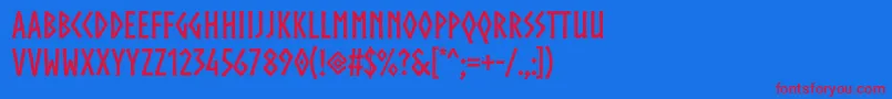 Norsebold Font – Red Fonts on Blue Background