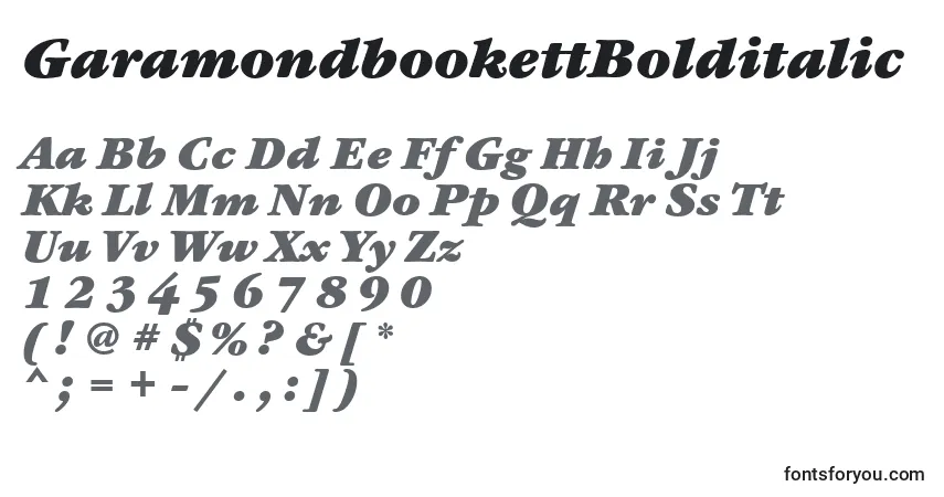 A fonte GaramondbookettBolditalic – alfabeto, números, caracteres especiais