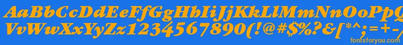 フォントGaramondbookettBolditalic – オレンジ色の文字が青い背景にあります。