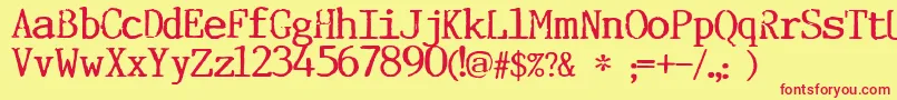 Incognitype Font – Red Fonts on Yellow Background