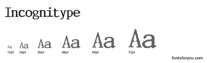 Размеры шрифта Incognitype
