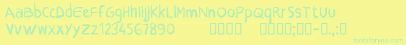 フォントCfcrayonsRegular – 黄色い背景に緑の文字