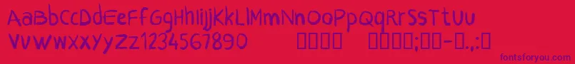 Fonte CfcrayonsRegular – fontes roxas em um fundo vermelho