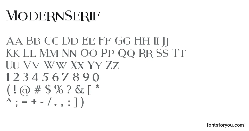 ModernSerif-fontti – aakkoset, numerot, erikoismerkit