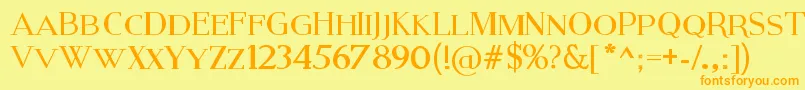 ModernSerif-fontti – oranssit fontit keltaisella taustalla
