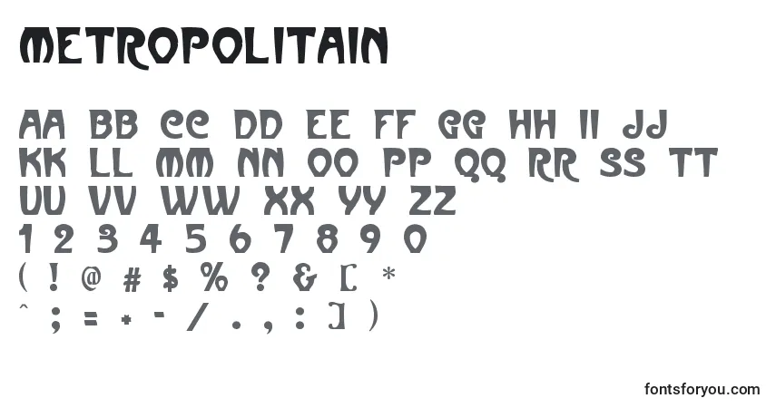 Fuente Metropolitain - alfabeto, números, caracteres especiales