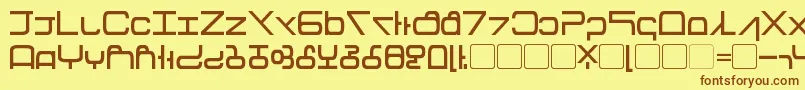 フォントTirolese – 茶色の文字が黄色の背景にあります。