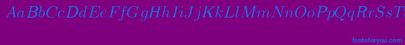 CmMathItalic-fontti – siniset fontit violetilla taustalla