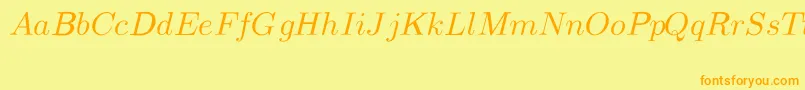 Fonte CmMathItalic – fontes laranjas em um fundo amarelo