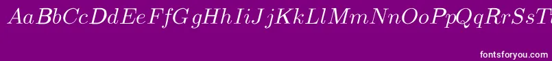 Fonte CmMathItalic – fontes brancas em um fundo violeta