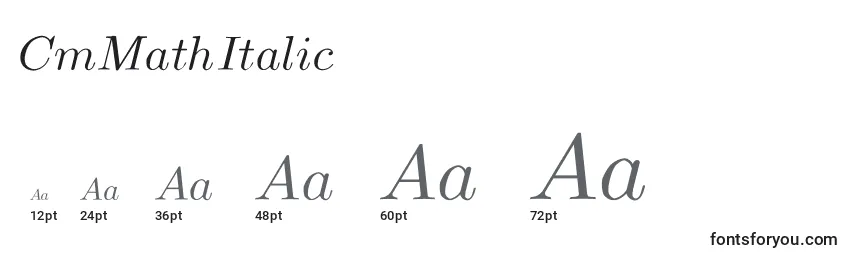 Размеры шрифта CmMathItalic