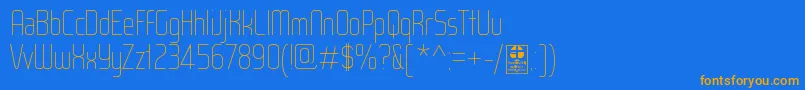 WoxModelistHairlineDemo-Schriftart – Orangefarbene Schriften auf blauem Hintergrund