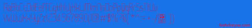 WoxModelistHairlineDemo-Schriftart – Rote Schriften auf blauem Hintergrund