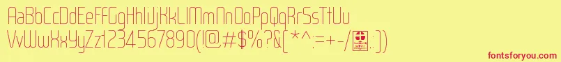 WoxModelistHairlineDemo-Schriftart – Rote Schriften auf gelbem Hintergrund