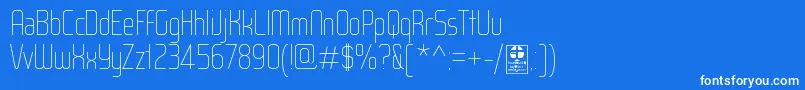 フォントWoxModelistHairlineDemo – 青い背景に白い文字