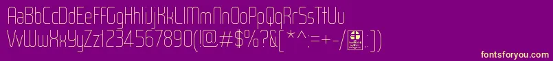 WoxModelistHairlineDemo-Schriftart – Gelbe Schriften auf violettem Hintergrund