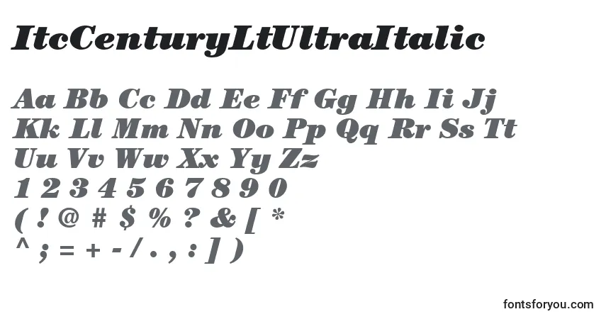 ItcCenturyLtUltraItalic-fontti – aakkoset, numerot, erikoismerkit