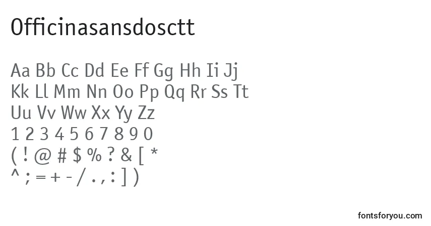A fonte Officinasansdosctt – alfabeto, números, caracteres especiais
