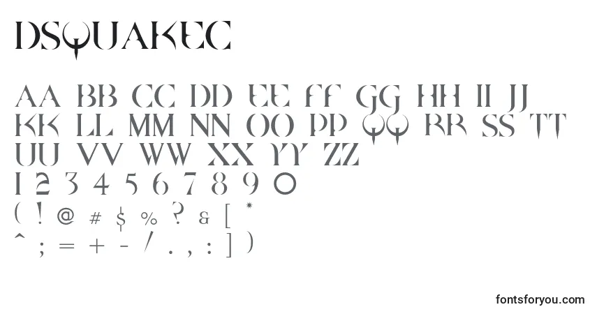 Schriftart Dsquakec – Alphabet, Zahlen, spezielle Symbole