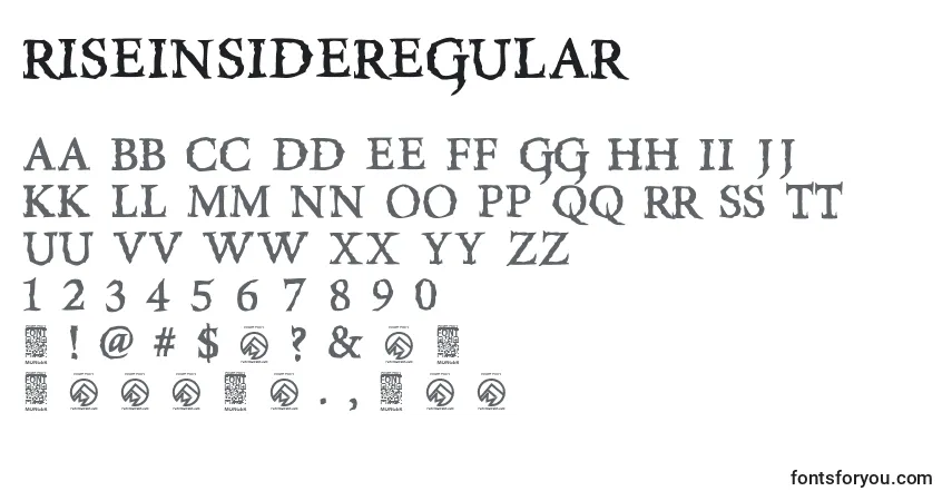 Fuente RiseinsideRegular (10511) - alfabeto, números, caracteres especiales