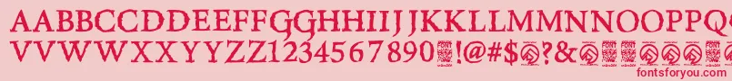 フォントRiseinsideRegular – ピンクの背景に赤い文字