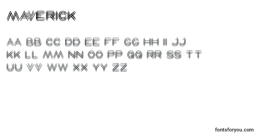Czcionka Maverick – alfabet, cyfry, specjalne znaki