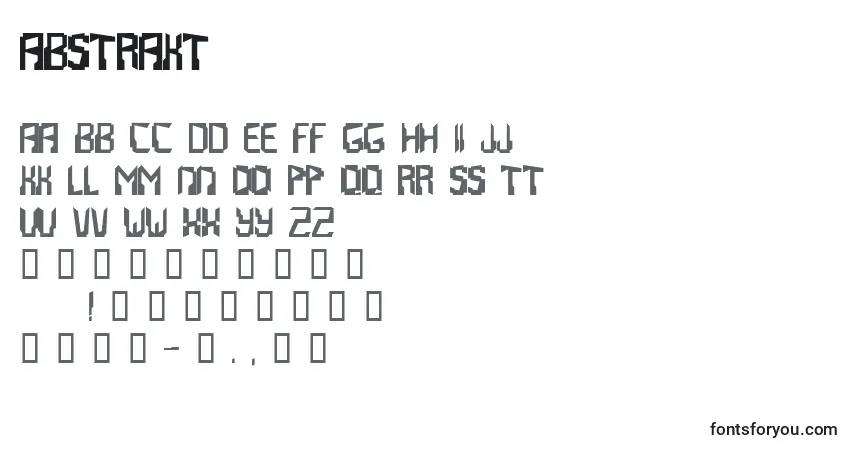 A fonte Abstrakt – alfabeto, números, caracteres especiais