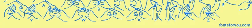 Hhands Font – Blue Fonts on Yellow Background