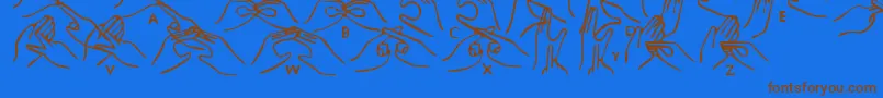 Hhands Font – Brown Fonts on Blue Background