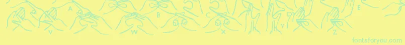 Hhands-Schriftart – Grüne Schriften auf gelbem Hintergrund