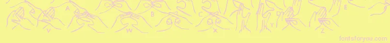 Hhands-Schriftart – Rosa Schriften auf gelbem Hintergrund