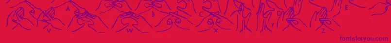 Weitere Informationen zur Hhands-Schriftart Hhands-Schriftart – Violette Schriften auf rotem Hintergrund