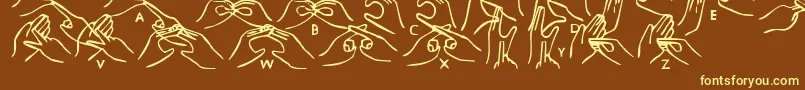 Hhands Font – Yellow Fonts on Brown Background