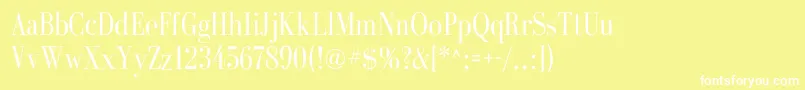 Fonte GalileoflfRoman – fontes brancas em um fundo amarelo