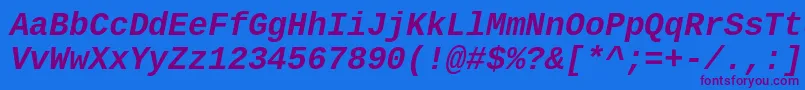 Cousine ffy Font – Purple Fonts on Blue Background