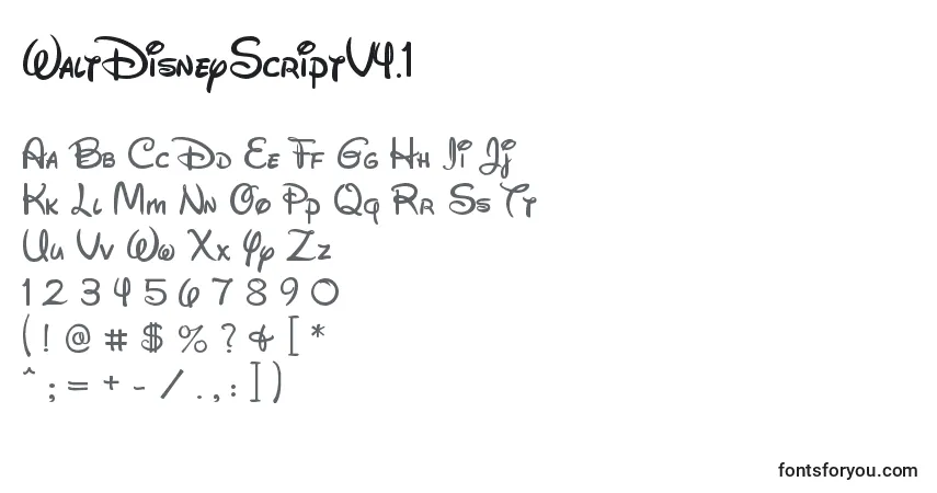 Шрифт WaltDisneyScriptV4.1 – алфавит, цифры, специальные символы