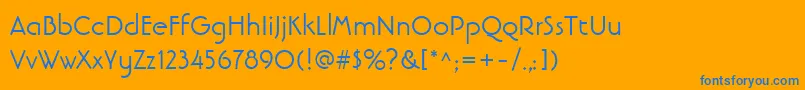 Weitere Informationen zur LinotypebanjomanRoman-Schriftart LinotypebanjomanRoman-Schriftart – Blaue Schriften auf orangefarbenem Hintergrund