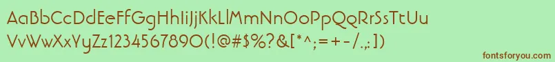 LinotypebanjomanRoman-Schriftart – Braune Schriften auf grünem Hintergrund