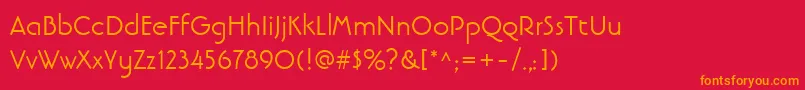 フォントLinotypebanjomanRoman – 赤い背景にオレンジの文字