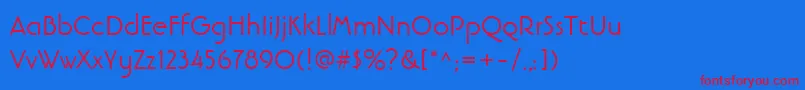 フォントLinotypebanjomanRoman – 赤い文字の青い背景