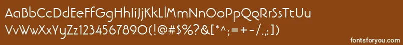 LinotypebanjomanRoman-fontti – valkoiset fontit ruskealla taustalla