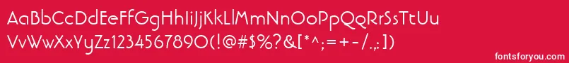 LinotypebanjomanRoman-Schriftart – Weiße Schriften auf rotem Hintergrund