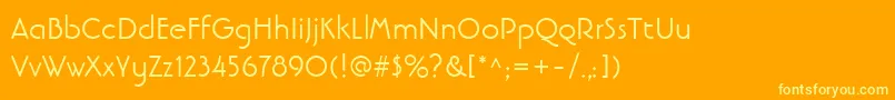 LinotypebanjomanRoman-Schriftart – Gelbe Schriften auf orangefarbenem Hintergrund
