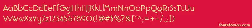 LinotypebanjomanRoman-fontti – keltaiset fontit punaisella taustalla