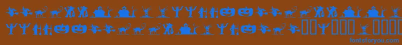 フォントSilbooettesTryout – 茶色の背景に青い文字